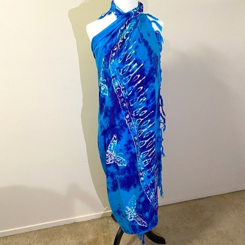 Blue Sarong  with Butterflies